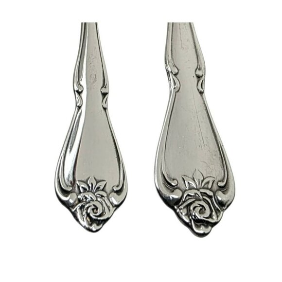 5 Oneida Serving Utensils Spoon Sugar Meat Fork Butter Knife True Arbor Rose VTG - Picture 2 of 9